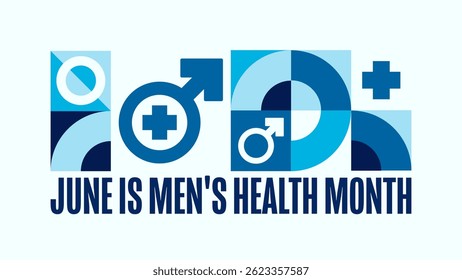 Juni is de maand van de gezondheid van mannen. Vakantieconcept. Sjabloon voor achtergrond, banner, kaart, poster met tekst. Vector EPS10 illustratie