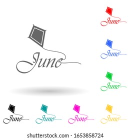 June multi color style icon. Simple glyph, flat vector of name of month icons for ui and ux, website or mobile application