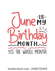 June is my birthday month design Happy birthday quote designs