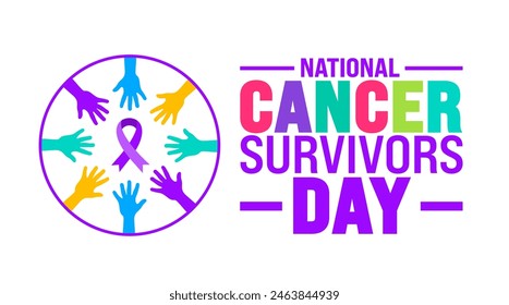 June is National cancer survivors day background template. Holiday concept. use to background, banner, placard, card, and poster design template with text inscription and standard color. vector