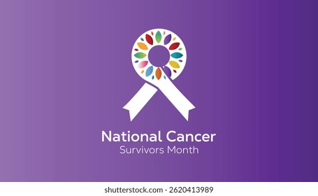 June is National Cancer survivors month . Vector template Design for banner, greeting card, poster, prints, social media post ,flyer , T shirt with background.