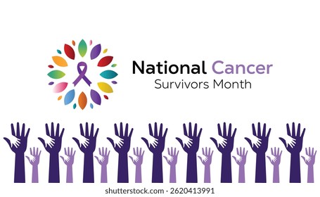 June is National Cancer survivors month . Vector template Design for banner, greeting card, poster, prints, social media post ,flyer , T shirt with background.