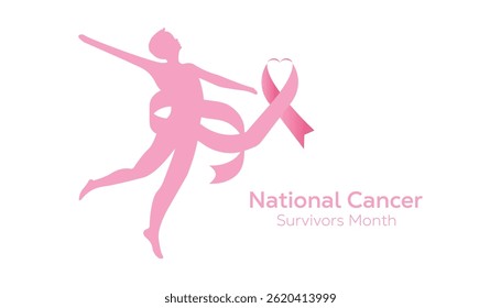 June is National Cancer survivors month . Vector template Design for banner, greeting card, poster, prints, social media post ,flyer , T shirt with background.