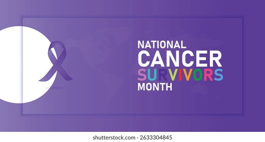 June is National Cancer survivors month . Vector template Design for banner, greeting card, poster, prints, social media post ,flyer , T shirt with background.