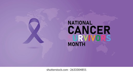 June is National Cancer survivors month . Vector template Design for banner, greeting card, poster, prints, social media post ,flyer , T shirt with background.