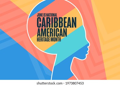 June is National Caribbean American Heritage Month. Holiday concept. Template for background, banner, card, poster with text inscription. Vector EPS10 illustration