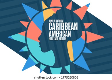 June is National Caribbean American Heritage Month. Holiday concept. Template for background, banner, card, poster with text inscription. Vector EPS10 illustration