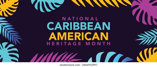 Juni ist der National Caribbean American Heritage Month. Festliche Musik. Vorlage für Hintergrund, Banner, Karte, Poster mit Textinschrift. Vektorgrafik EPS10 Abbildung