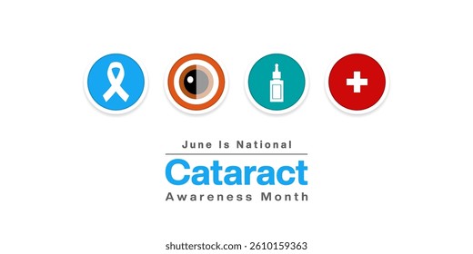 June is National Cataract Awareness Month. Great for posters, banners, social media and more. White background.