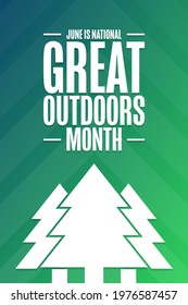 June is National Great Outdoors Month. Holiday concept. Template for background, banner, card, poster with text inscription. Vector EPS10 illustration