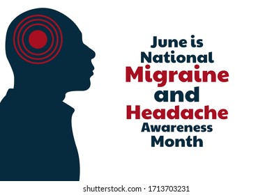 June is National Migraine and Headache Awareness Month. Holiday concept. Template for background, banner, card, poster with text inscription. Vector EPS10 illustration