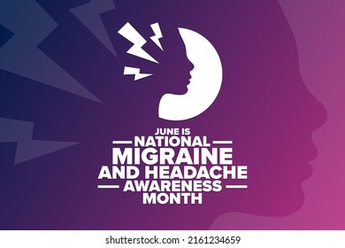 June is National Migraine and Headache Awareness Month. Holiday concept. Template for background, banner, card, poster with text inscription. Vector EPS10 illustration