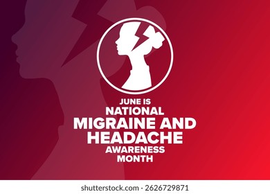 June is National Migraine and Headache Awareness Month. Holiday concept. Template for background, banner, card, poster with text. Vector EPS10 illustration