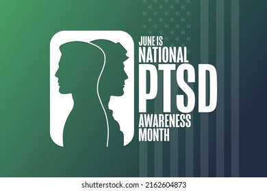 June is National PTSD Awareness Month. Holiday concept. Template for background, banner, card, poster with text inscription. Vector EPS10 illustration