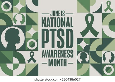 June is National PTSD Awareness Month. Holiday concept. Template for background, banner, card, poster with text inscription. Vector EPS10 illustration