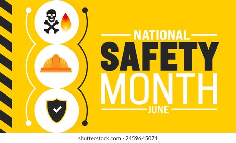 June is National Safety Month background template. Holiday concept. use to background, banner, placard, card, and poster design template with text inscription and standard color. vector illustration.