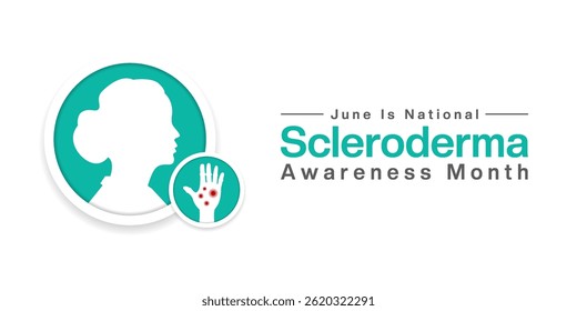 June Is National Scleroderma Awareness Month. Hand and women. Suitable for posters, banners, social media and more. White background.