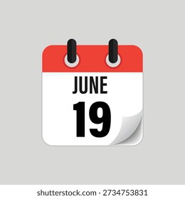 June Nineteenth Calendar Date Icon