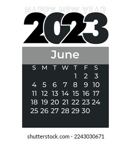 June page calendar in minimal style for new year  2023