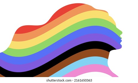 June Pride Parade banner of LGBTQ+ Lesbian, gay, bisexual, transgender Queer organization. Vector Illustration of colorful pattern new Social Justice. Progress rainbow pride flag.