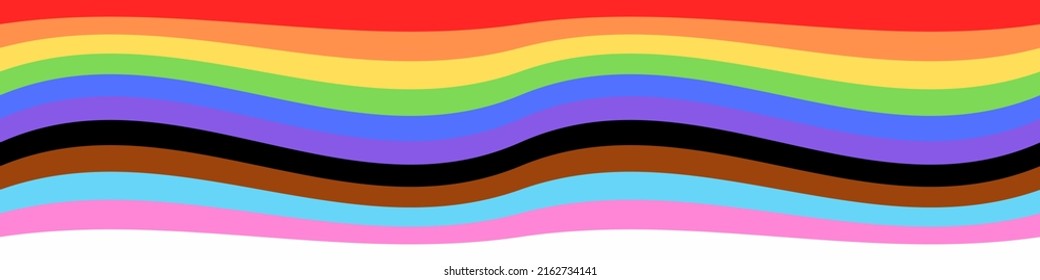 June Pride Parade banner of LGBTQ+ Lesbian, gay, bisexual, transgender Queer organization. Vector Illustration of colorful wave pattern new Social Justice. Progress rainbow pride flag.