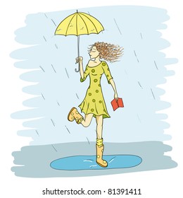 June rain card in vector