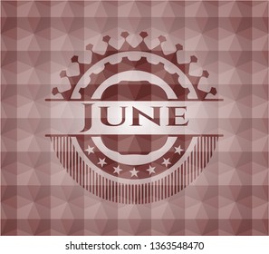 June red emblem with geometric background. Seamless.