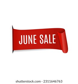 June sale banner. Flat vector design, business seasonal shopping concept.