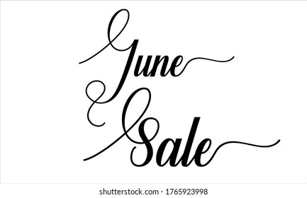 June Sale Creative Cursive Typographic Text on White Background