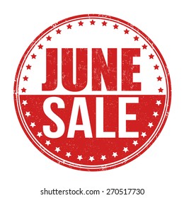 June sale grunge rubber stamp on white, vector illustration