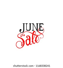 June Sale handmade font and lettering on white background vector illustration