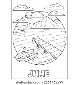 june season coloring book page for kids and adults creative coloring mindful relaxation activity