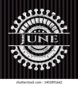 June silver emblem or badge. Vector Illustration. Mosaic.