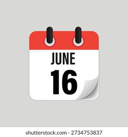 June Sixteenth Calendar Date Icon
