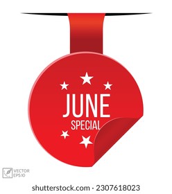 June Special message on ribbon banner. Vector illustration.