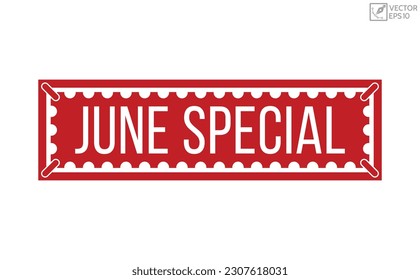 June Special message on ribbon banner. Vector illustration.
