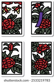 June sticker mini hanafuda icon set