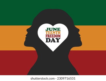 June Teenth Freedom Day Vector illustration. Holiday concept. Template for background, banner, card, poster with text inscription.