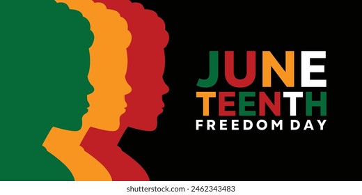 June Teenth Freedom Day. Womens. Great for cards, banners, posters, social media and more. Black background.
