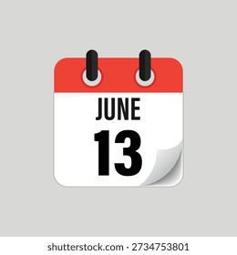 June Thirteenth Calendar Date Icon
