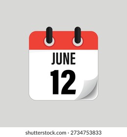June Twelfth Calendar Date Icon