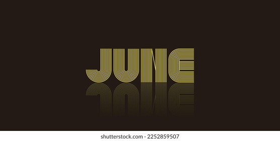 Plantilla de tipografía de junio. Boletín mensual de planificación con un estilo mínimo. Empresas y Empresas Mensual. Diseño de tipografía vectorial para folletos, tarjetas de invitación, revistas, carteles, páginas web, celebración
