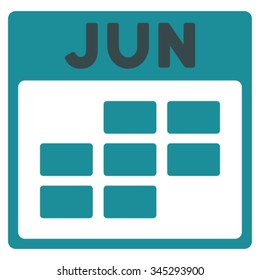 June vector icon. Style is bicolor flat symbol, soft blue colors, rounded angles, white background.
