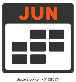 June vector icon. Style is bicolor flat symbol, orange and gray colors, rounded angles, white background.