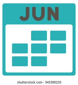 June vector icon. Style is bicolor flat symbol, grey and cyan colors, rounded angles, white background.