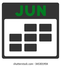 June vector icon. Style is bicolor flat symbol, green and gray colors, rounded angles, white background.