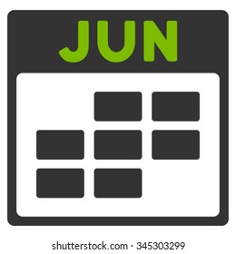 June vector icon. Style is bicolor flat symbol, eco green and gray colors, rounded angles, white background.