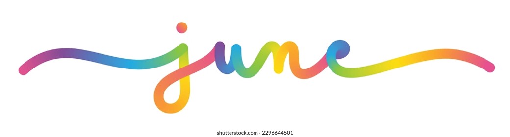 JUNE vector monoline banner with colorful gradient