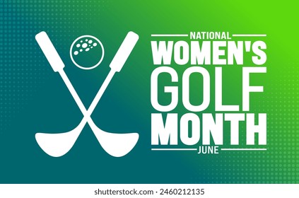 Junio es la Plantilla de fondo del Mes del Golf Femenino. Concepto de Festiva. se utiliza para la Plantilla de fondo, Anuncio, cartel, tarjeta y diseño de póster con inscripción de texto y color estándar. Ilustración vectorial.