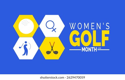June is Women's Golf Month. Golf Day Concept, Female Golfer Poster, Sports Banner, Cards, Social Media Post and Golf Background Design Inspiration Vector Illustration